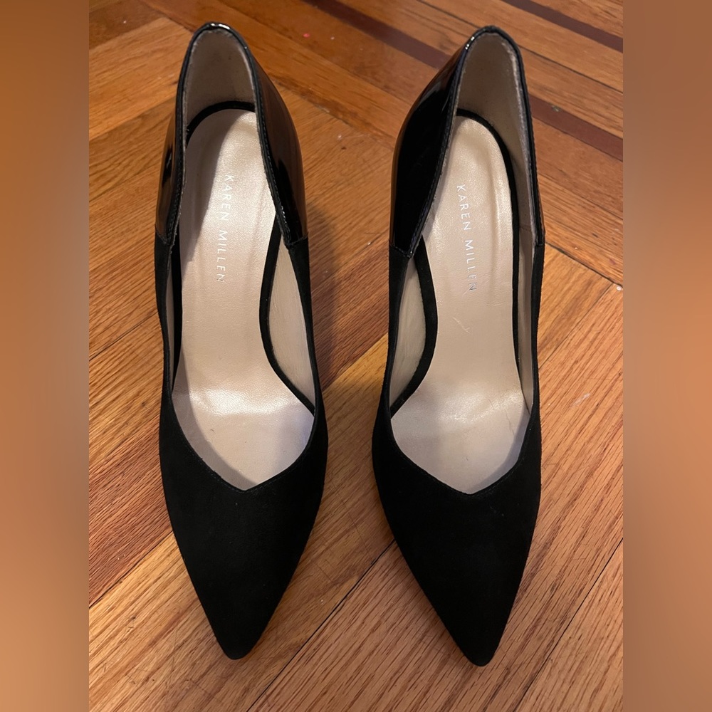Karen Millen Black Patent and Suede Heels